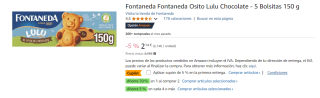 4 Unidades de Fontaneda Osito Lulu Bizcochos Rellenos de Chocolate por 3.40€ en Forma de Oso con Leche por 4.84€