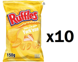 10 Bolsas de RUFFLES patatas fritas onduladas york'eso bolsa 150 gr por 13.7€