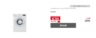 Lavadora de 7 kg Ecron LV1249CF2 por 259€