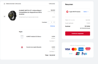 HUAWEI Watch GT 4 46mm + Auriculares FreeBuds SE 2 por 137,08€