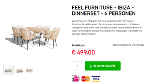 Feel Furniture – Ibiza – Dinnerset – voor 6 personen voor €499 bij Dagknaller
