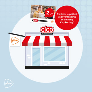 €2 kortingsbon als je pakket frankeert met PostNL bij CIGO