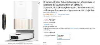 Dreame L40 Ultra - Robotstofzuiger met Dweilfunctie voor €815,67 bij Amazon
