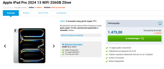 iPad Pro (2024) 13" 256 GB voor €1475 bij Belsimpel