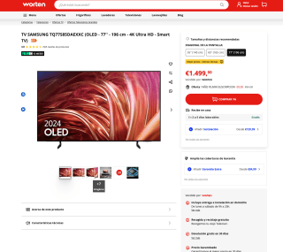 TV WOLED 77" Samsung TQ77S85DAEXXC UHD 4K Procesador NQ4 AI Gen2 Smart TV por 1,499€ +12 Meses FILMIN