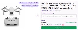 DJI Mini 2 SE - Fly More Combo met Samsung 256GB geheugenkaart voor €449 bij Cameranu