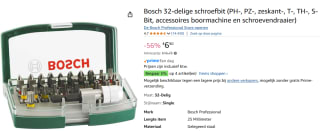 Bosch Schroefbitset met kleurcodering - 32-delig voor €6,90 bij Amazon