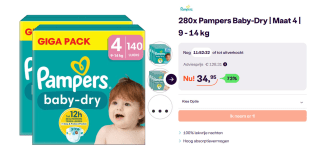 Pampers - Baby Dry - Maat 4 - Mega Pack - 140 stuks - 9/14 KG
