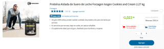 Sam's: Proteína Aislada de Suero de Leche Forzagen Isogen Cookies and Cream 2.27 kg