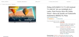 Philips TV LED Android TV UHD 65" 4K + Barra de Sonido con Subwoofer por 699€