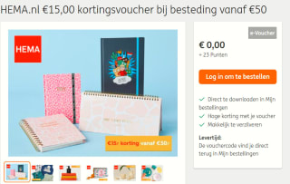 €15 kortingsvoucher bij de Hema voor 23 ING rentepunten