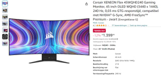 Corsair XENEON Flex 45WQHD240 45" gaming monitor voor €1399,99 bij Amazon BE