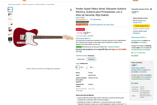 Guitarra Eléctrica Fender Squier Debut Series Telecaster o Stratocaster por solo 127,49€