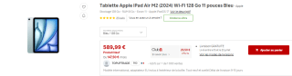 Tablette 11" Apple iPad Air M2 à 589,99€