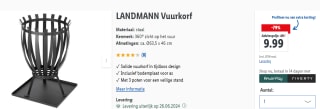 LANDMANN Vuurkorf van staal voor €9,99 in de Lidl webshop