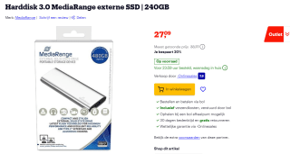 Harddisk 3.0 MediaRange externe SSD | 240GB voor €27,09 bij Bol