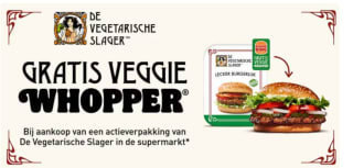 Bij aankoop van een actie product een Gratis Veggie Whopper van De Vegetarische Slager
