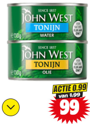 Alle John West tonijnstukken voor €0,99 bij Dirk