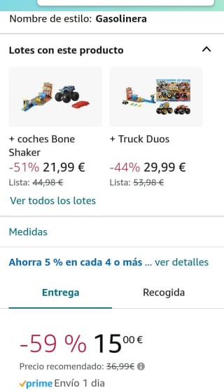 Hot Wheels Monster Trucks Gasolinera, pista de coches de juguete por 15€.