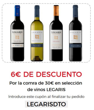 6€ descuento Por compra +30€ en selección de Vinos legaris desde ECI
