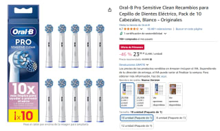 10 cabezales Oral-B Pro Sensitive Clean Recambios Cepillo Dientes Eléctrico por 23,95€