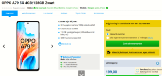 OPPO A79 5G, 4GB ram, 128GB opslag Zwart voor €199 bij Belsimpel