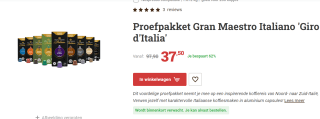 Proefpakket Gran Maestro Italiano 'Giro d'Italia' met 200 aluminium cups voor €37,50 bij Koffievoordeel