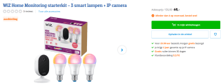 WiZ Starterkit - Home Monitoring - WiZ Camera en 3 Slimme LED lampen voor €68 bij Coolblue