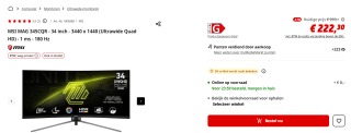 MSI MAG 345CQR 34" Wide Quad HD 180Hz VA Gaming monitor voor €222,30 bij de mediamarkt