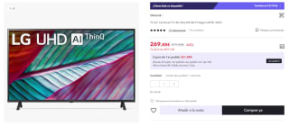 Televisor LG 43UR781C0LK 43" LED UltraHD 4K HDR10 por 269.88€ (Cuenta Nueva 257.88€)