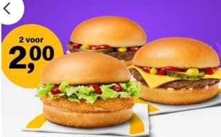 1 Cheese-Hamburger en 1 Chili Chicken burger voor €2 bij McDonald's