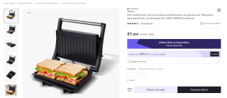 Grill Panini 2 Rebanadas apertura180 marca Jocca por 16,80€