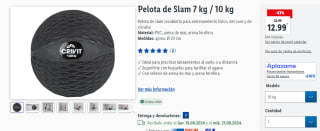 Pelota de Slam 7 kg o 10 kg por 12,99€