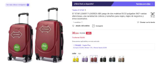 Juego de 2 maletas de 32 litros y 46 por solo 30,55€ en diferentes colores