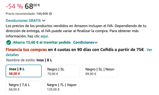 Freidora Cecotec de Aire sin Aceite de 8 L Cecofry Supreme 8000 Air Fryer 1800W Panel Táctil por solo 54,40€