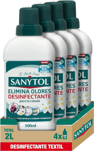 Pack 4 Sanytol Desinfectante Textil, Elimina Gérmenes y Malos Olores de la Ropa Sin Lejía por 6,37€