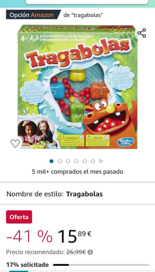Hasbro Gaming Tragabolas por 15,89€.