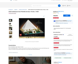 LEGO Architecture Gran Pirámide de Guiza +18 años 21058 por solo 78,39€