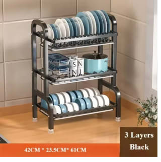 Escurreplatos 3 pisos de acero al carbono 61x42x23,5cm por solo 10,39€