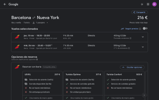 Vuelos ida y vuelta Barcelona Nueva York por 216€
