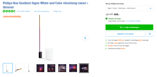 Philips Hue Gradient Signe White and Color vloerlamp met dimmer voor €248 bij Coolblue
