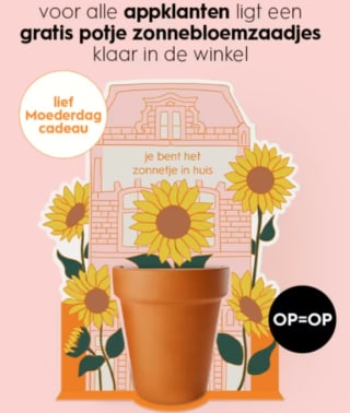 Gratis potje zonnebloemzaadjes via de app bij Blokker