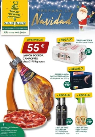 Preciazo Lote con Jamón Bodega + 12 Cervezas + Gambas + 2 botellas vino tinto + 2 botellas vino blanco por 55€