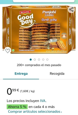 Britannia Punjabi Cookies 620 gr por 0,99€.