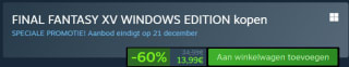 Final Fantasy XV (Windows Edition) voor €13,99 bij Steam