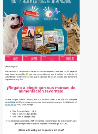 Regalos por compra para el perro y gato desde Barakaldo vet shop