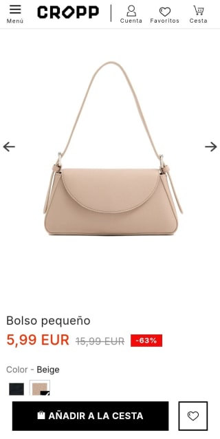Bolso pequeño beige por 5,99€.