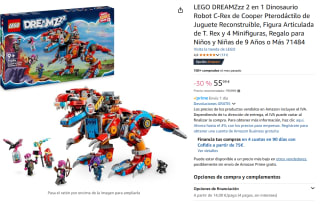 Set LEGO DREAMZzz 2 en 1 Dinosaurio Robot C-Rex de Cooper Pterodáctilo de Juguete Reconstruible, Figura Articulada de T. Rex y 4 Minifiguras por 55,99€
