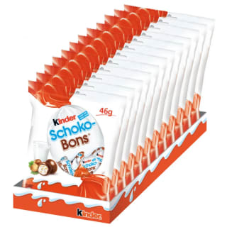 Pack 12 x 46 gr de Kinder Schoko Bons - Deliciosas bolitas crujientes con trocitos de avellana y recubierto de una capa de chocolate por 7.8€