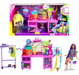Barbie - Muñeca Barbie Extra y tocador fashion por 26,99€.